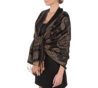 Sakkas FUPashPais95AG Lightweight Zwei Tone Paisley Design Pashmina Fringe Schal/Stola/Wrap - Schwarz/Beige