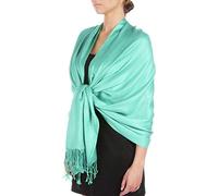 Sakkas Large Weiche seidige Pashmina Schal Wrap Schal Stola in Uni-Farben - LtBlue