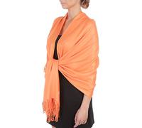 Sakkas Large Weiche seidige Pashmina Schal Wrap Schal Stola in Uni-Farben - Pfirsich