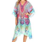 Sakkas P2 - Kristy Long Tall - Leichtes Kaftan-Kleid/Vertuschung mit Juwelen mit V-Ausschnitt - SM224-multi - OS