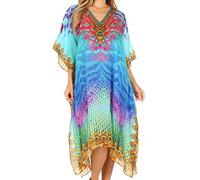 Sakkas SS1649 KF60024AT - ShortCaftan MiuMiu Ligthweight Sommer Gedrucktes kurzes Kaftan Kleid/Cover Up - Pink/Multi - OS