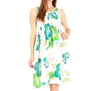 Sakkas TH2094 - Murni Frauen Casual Sommer Cocktail Elastic Stretchy Blumendruck Kleid - W-Green - OS