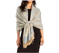 Sakkas Two Tone Vintage Jacquard Paisley Pashmina Schal Wickelschal Stola - SteelBlueBiege