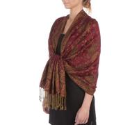 Sakkas Zweischichtiger Jacquard Paisley Viskose Pashmina Schal/Stola - - Burgundy