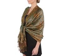 Sakkas Zweischichtiger Jacquard Paisley Viskose Pashmina Schal/Stola - - Celadon Grün