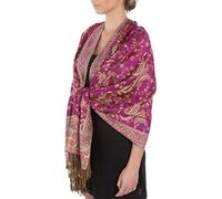 Sakkas Zweischichtiger Jacquard Paisley Viskose Pashmina Schal/Stola - - Fuscia/Champagner