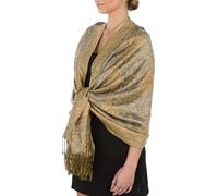 Sakkas Zweischichtiger Jacquard Paisley Viskose Pashmina Schal/Stola - - Grau/Champagner