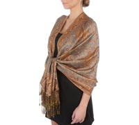 Sakkas Zweischichtiger Jacquard Paisley Viskose Pashmina Schal/Stola - - Grau/Kupfer Braun