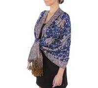 Sakkas Zweischichtiger Jacquard Paisley Viskose Pashmina Schal/Stola - - Indigo Blau/Champagner