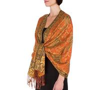 Sakkas Zweischichtiger Jacquard Paisley Viskose Pashmina Schal/Stola - - Orange