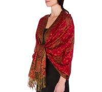 Sakkas Zweischichtiger Jacquard Paisley Viskose Pashmina Schal/Stola - - Rot