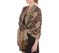 Sakkas Zweischichtiger Jacquard Paisley Viskose Pashmina Schal/Stola - - Schokolade Braun/Gold