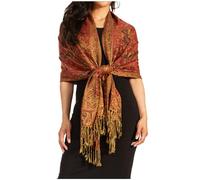 Sakkas Zweischichtiger Jacquard Paisley Viskose Pashmina Schal/Stola - - Schwarz