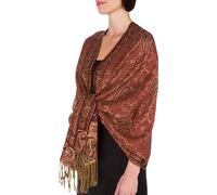 Sakkas Zweischichtiger Jacquard Paisley Viskose Pashmina Schal/Stola - - Tangerine