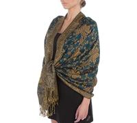 Sakkas Zweischichtiger Jacquard Paisley Viskose Pashmina Schal/Stola - - Teal