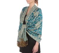Sakkas Zweischichtiger Jacquard Paisley Viskose Pashmina Schal/Stola - - Teal/Gold