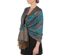 Sakkas Zweischichtiger Jacquard Paisley Viskose Pashmina Schal/Stola - - Türkis