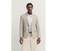Sakko BUGATTI, Herren, Gr. 58, 30, beige, 41% Polyester, 30% Viskose, 17% Baumwolle, 9% Leinen, 3% Elasthan, unifarben, casual, normal, Langarm Manschette, Sakkos, mit Reverskragen und Stretchfunktion