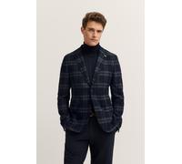 Sakko BUGATTI "Modern Fit", Herren, Gr. 48, blau (390, marine), 64% Polyester, 34% Viskose, 2% Elasthan, Glencheckmuster, normal, Manschette, Sakkos Sakko, mit Stretch-Futter & Glencheck (28842130-48)