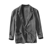 Sakko Herren Baumwolle Leinen Anzug Mantel Herren Frühling Sommer Slim Business Festival Outfit Herren Blazer Jacke Bequem Atmungsaktiv 2 Knopf Jacke Formelles Anzugjacke für Hochzeit Freizeit