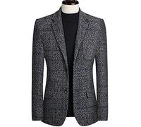 Sakko Herren, Eleganter Herren-Blazer, Anzugjacke, Klassischer Streifen-Blazer, Business-Jacke, Grau, Lässig, Einreihig, Mit Zwei Knöpfen, Sportmantel Mit Tasche, Hochzeits-Smoking, XXL