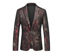 Sakko Herren, Herren Smoking Blazer Mit Luxuriöser Paisley Stickerei, Lässiger Look, Reverskragen, EIN Knopf Design, Floraler Jacquard Anzug, Stilvoller Dinner Smoking Für Festliche Anlä