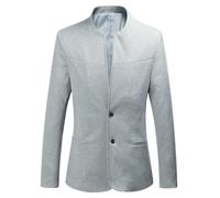 Sakko Herren Regular Fit Stehkragen Freizeit Modern Anzugjacke 2 Knopfleiste Einfarbig Blazer Sportlich Anzugsakko für Party Hochzeit Business Abschluss Jackett