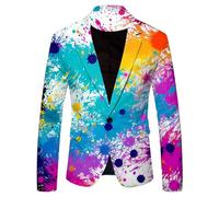 Sakko Herren Slim Fit Revers Pailletten Blazer Silvester Outfit Männer Bunte Sakko Casual Blazer Glitzer Smokingjacke Freizeit Smokingjacke Festliches Mantel Jacket Anzugjacke für Hochzeit Karneval