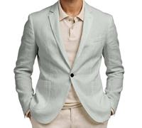 Sakko Herren Sommer Baumwoll Leinen Blazer Dünn Leicht Anzugjacke Ein Knopf Rever Mantel Sportlich Freizeitjacke Leinenanzug Regular fit Männer Sportsakko Sommerjacke Hochzeit Business Freizeit Alltag