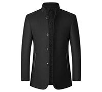 Sakko Herren Sportlich Anzugjacke Slim Fit Business Blazer Elegante Luxus Freizeit Jackett Business Stehkragen Wollmantel Sakko für Hochzeit Party Festlich Abschlussball
