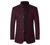 Sakko Herren Sportlich Anzugjacke Slim Fit Business Blazer Elegante Luxus Freizeit Jackett Business Stehkragen Wollmantel Sakko für Hochzeit Party Festlich Abschlussball