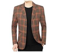 Sakko Herren Sportlich Stretch Anzugsakko Klassisch British Blazer 2 Knopfleiste Kariertes Muster Business Anzugjacke für Party Hochzeit Abschluss Jackett Freizeitjacke