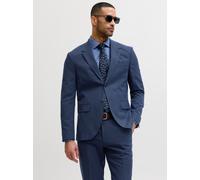 Sakko JACK & JONES "JPRBLAMARTIN BLAZER CO01", Herren, Gr. 52, schwarz iris fit:slim fit, Web, Obermaterial: 71% Polyester, 22% Viskose, 7% Elasthan, unifarben, slim fit normal, V-Ausschnitt, gerader