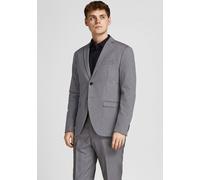 Sakko JACK & JONES "JPRFRANCO Blazer mit 2-Knopf-Form und extra schmalem Schnitt", Herren, Gr. 52, grau (light grau melange), Web, Obermaterial: 78% Polyester, 17% Viskose, 4% Elasthan, 1% sonstige Fa