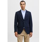 Sakko JACK & JONES "JPRMARTIN LEEDS JERSEY BLAZER HR02 SN", Herren, Gr. 48, schwarz (schwarz iris fit:slim fit), Web, Obermaterial: 84% Polyester, 14% Baumwolle, 2% Elasthan, unifarben, slim fit, Sakk