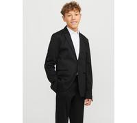 Sakko JACK & JONES JUNIOR "JJEJAXON JERSEY BLAZER NOOS JNR", Herren, Gr. 164, schwarz, Jersey, Obermaterial: 79% Polyester, 18% Viskose, 3% Elasthan, unifarben, slim fit normal, Sakkos Sakko (23646932