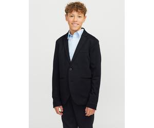 Sakko JACK & JONES JUNIOR "JJEJAXON JERSEY BLAZER NOOS JNR", Jungen, Gr. 140, blau (schwarz navy), Jersey, Obermaterial: 79% Polyester, 18% Viskose, 3% Elasthan, unifarben, slim fit normal, Sakkos Sak