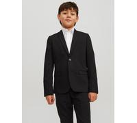 Sakko JACK & JONES JUNIOR "JPRSOLAR stylisch, elastisch, pflegeleicht", Herren, Gr. 170, schwarz, Web, Obermaterial: 78% Polyester, 17% Viskose, 5% Elasthan, unifarben, slim fit normal, mit Knopf, Sak