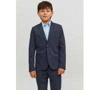Sakko JACK & JONES JUNIOR "JPRSOLAR stylisch, elastisch, pflegeleicht", Jungen, Gr. 146, blau (schwarz navy), Web, Obermaterial: 78% Polyester, 17% Viskose, 5% Elasthan, unifarben, slim fit normal, mi