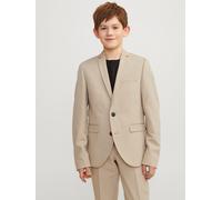 Sakko JACK & JONES JUNIOR "JPRSOLAR stylisch, elastisch, pflegeleicht", Jungen, Gr. 152, pure cashmer, Web, Obermaterial: 78% Polyester, 17% Viskose, 5% Elasthan, unifarben, slim fit normal, mit Knopf