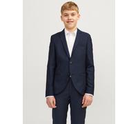 Sakko JACK & JONES JUNIOR "JPRSOLARIS BLAZER NOOS JNR", Jungen, Gr. 140, blau (schwarz navy), Web, Obermaterial: 59% Polyester, 24% Wolle, 16% Viskose, 1% Elasthan, unifarben, slim fit normal, Sakkos