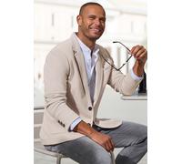 Sakko JOHN DEVIN "aus elastischer Jersey Pikee-Qualität", Herren, Gr. L (52/54), beige, Piqué, Obermaterial: 65% Baumwolle, 35% Polyester. Futter: 100% Polyester, unifarben, regular fit normal, Ärmel 