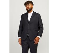 Sakko "JPRSOLARIS BLAZER NOOS PLS", Herren, Gr. 64, schwarz, Web, Obermaterial: 59% Polyester, 24% Wolle, 16% Viskose, 1% Elasthan, JACK & JONES PLUSSIZE, unifarben, slim fit, Sakkos Sakko (42587037-6