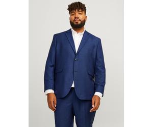 Sakko "JPRSOLARIS BLAZER NOOS PLS", Herren, Gr. 68, blau (medieval blau), Web, Obermaterial: 59% Polyester, 24% Wolle, 16% Viskose, 1% Elasthan, JACK & JONES PLUSSIZE, unifarben, slim fit, Sakkos Sakk