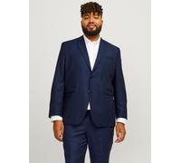 Sakko "JPRSOLARIS BLAZER NOOS PLS", Herren, Gr. 68, blau (schwarz navy), Web, Obermaterial: 59% Polyester, 24% Wolle, 16% Viskose, 1% Elasthan, JACK & JONES PLUSSIZE, unifarben, slim fit, Sakkos (3615