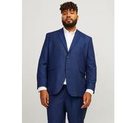 Sakko "JPRSOLARIS BLAZER NOOS PLS", Herren, Gr. 70, blau (medieval blau), Web, Obermaterial: 59% Polyester, 24% Wolle, 16% Viskose, 1% Elasthan, JACK & JONES PLUSSIZE, unifarben, slim fit, Sakkos (783