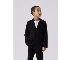 Sakko NAME IT "NKMRIRAMEL BLAZER NOOS", Jungen, Gr. 134, schwarz, Web, Obermaterial: 64% Polyester, 32% Viskose, 4% Elasthan, unifarben, festlich, regular fit, Sakkos Sakko (10463816-134) schwarz
