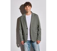 Sakko STREET ONE MEN, Herren, Gr. L42, grün (natural grün), Web, Obermaterial: 54% Baumwolle, 43% Nylon, 3% Elasthan; Futter: 100% Polyester, unifarben, Casual, gerade normal, V-Ausschnitt, Bündchen, 