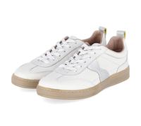 Sneaker SALAMANDER, Damen, Gr. 39, weiß, beige, silberfarben, Leder, Schuhe Sneaker, Retro Schnürschuh, Halbschuh, Freizeitsneaker mit Wechselfußbett (99733720-39) weiß, beige, silberfarben