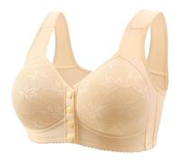 Sale Angebote Bh Kaufen Bequemer Baumwoll Bh Für Senioren 2024 Neuer Bequemer Bh Damen Große Größe Vorne Offen Schnalle Nicht-Stahl-Ring Versammelt, Um Seite Brüste Schön Zurü Schnäppchen Des Tages